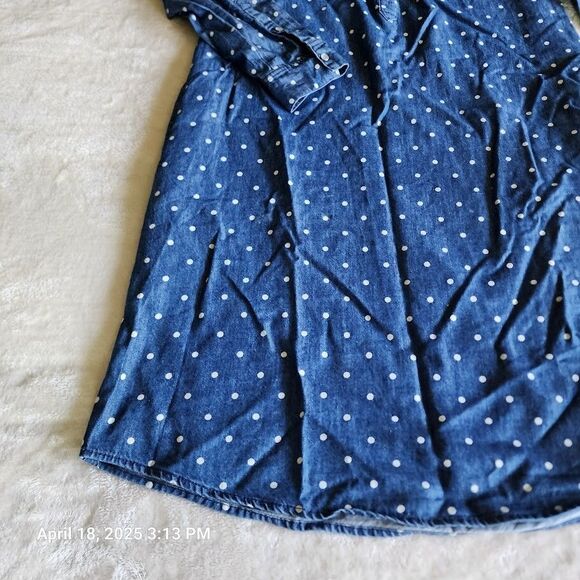 Boden Sz 6L Jean Pearl Button Roll Tab Long Sleeve T Shirt Dress Pockets No Belt - Picture 5 of 11